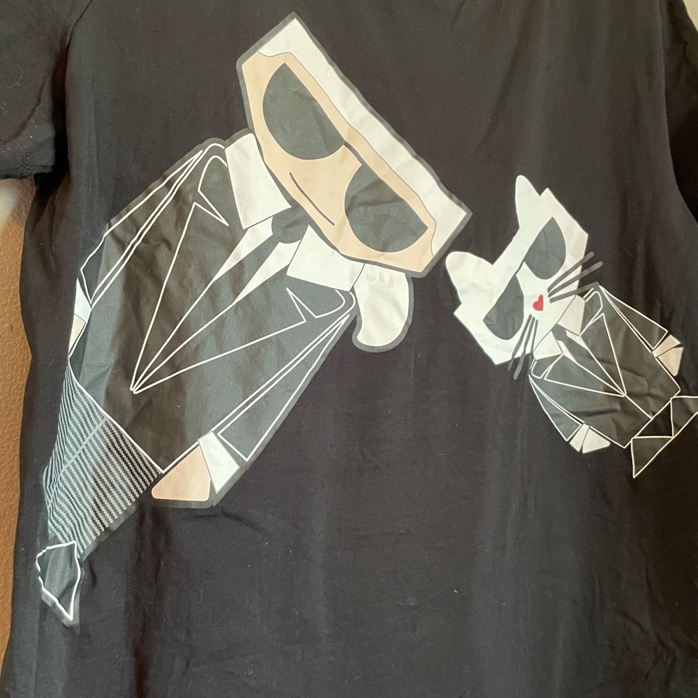 NWT Karl Lagerfeld Sz XL Women’s Black Cat Graphic T-shirt Top Shirt Ret $39! - Picture 4 of 11